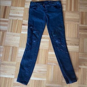 Blank NYC Leather paneled black skinny jeans